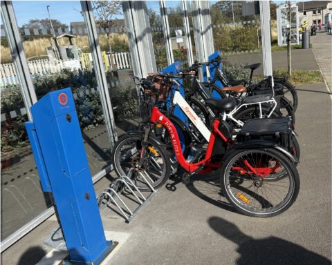 Bikes in a bike shelter