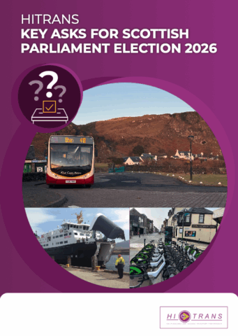 Front cover image for HITRANS key asks ahead of Scottish Parliament document and press release