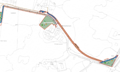 Drawing showing route of active travel path