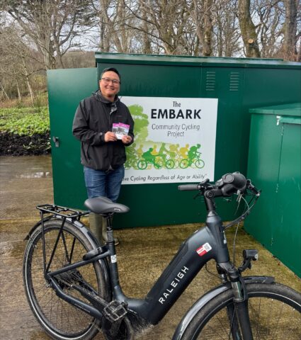 Murtaza Barlas, who works at the Embark Project at Third Sector Hebrides, with the active travel maps